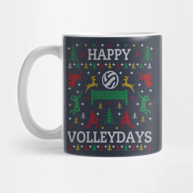 Funny Happy Volleydays Volleyball Ugly Christmas Sweater Party by TeeCreations